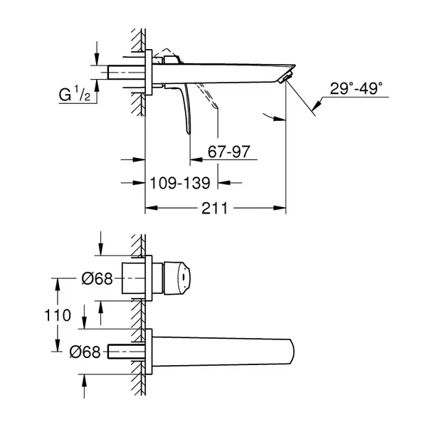 Grohe Eurosmart Смеситель для раковины (скрытый), хром (29338003) Grohe Eurosmart Смеситель для раковины (скрытый), хром (29338003)