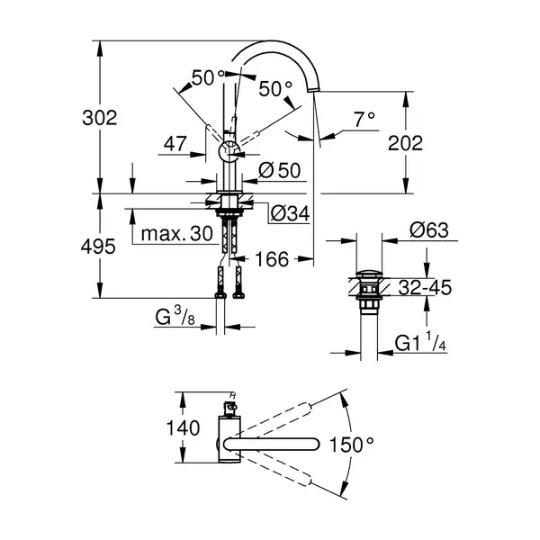 Змішувач для раковини Grohe Atrio L-Size (32042AL3) Змішувач для раковини Grohe Atrio L-Size (32042AL3)