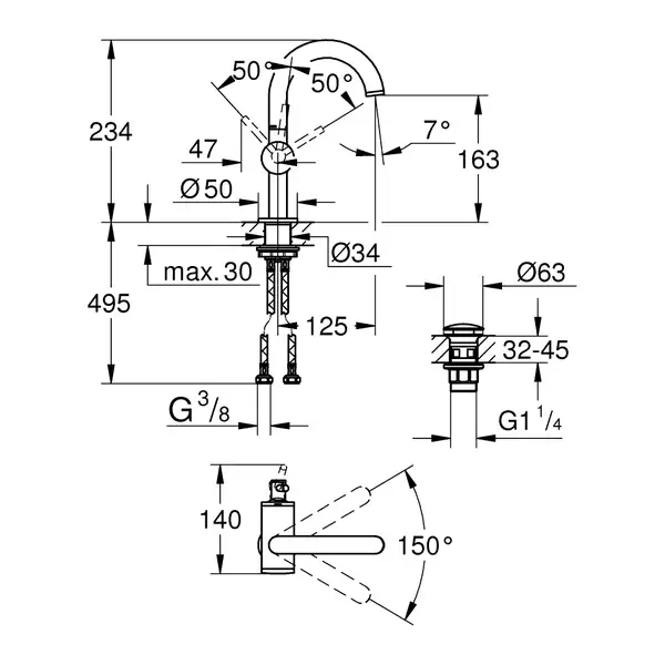 Grohe Atrio Смеситель для раковины, SuperSteel (32043AL3) Grohe Atrio Смеситель для раковины, SuperSteel (32043AL3)