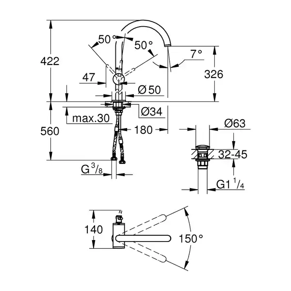 Змішувач для раковини Grohe Atrio XL-Size (32647AL3) Змішувач для раковини Grohe Atrio XL-Size (32647AL3)