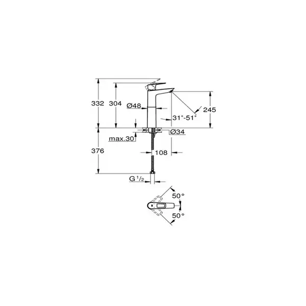 Змішувач на стільницю для раковини XL-розміру Grohe BauLoop New (32856001)