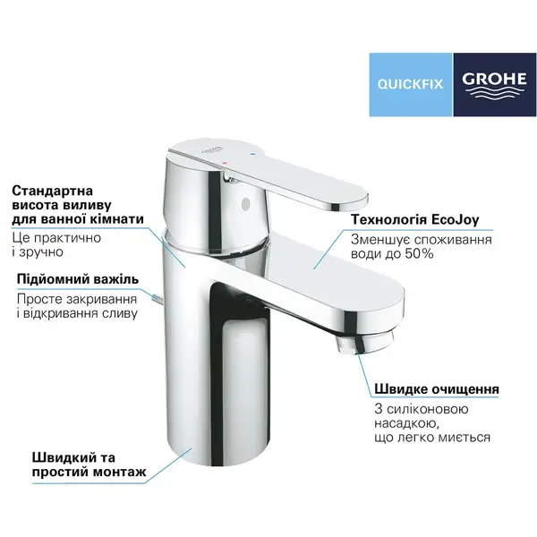 Grohe Get S-Size Смеситель для раковины, хром (32883000) Grohe Get S-Size Смеситель для раковины, хром (32883000)