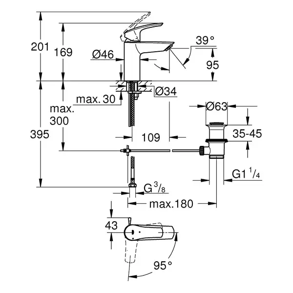 Grohe Змішувач для раковини Eurosmart S-Size, хром (32926003) Grohe Змішувач для раковини Eurosmart S-Size, хром (32926003)