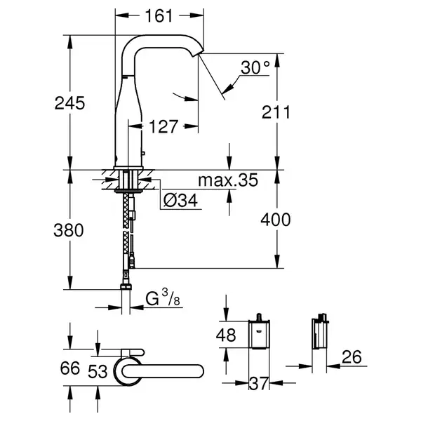 Інфрачервоний змішувач для раковини 1/2 GROHE Essence E 6V (36445000)