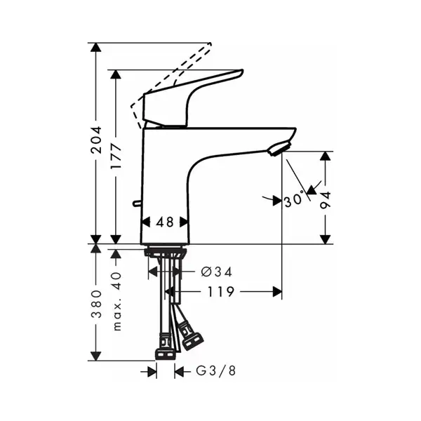 Змішувач для умивальника Hansgrohe Focus E 100 LowFlow з донним клапаном, хром (31603000) Змішувач для умивальника Hansgrohe Focus E 100 LowFlow з донним клапаном, хром (31603000)