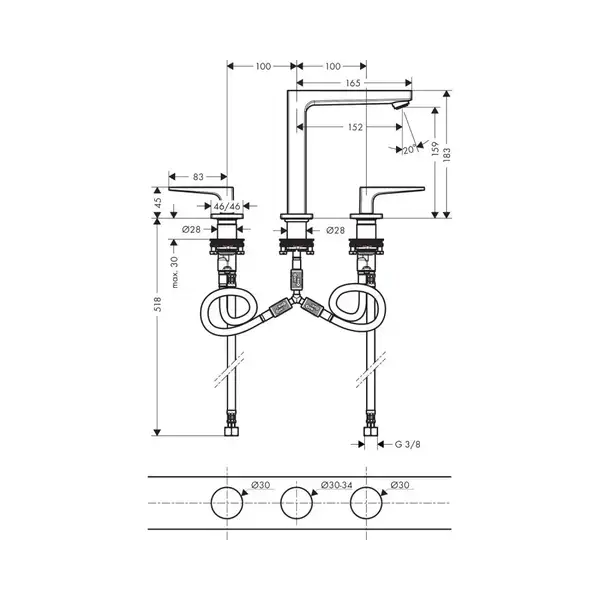 Змішувач для умивальника Hansgrohe Metropol 160 (32515140) Змішувач для умивальника Hansgrohe Metropol 160 (32515140)
