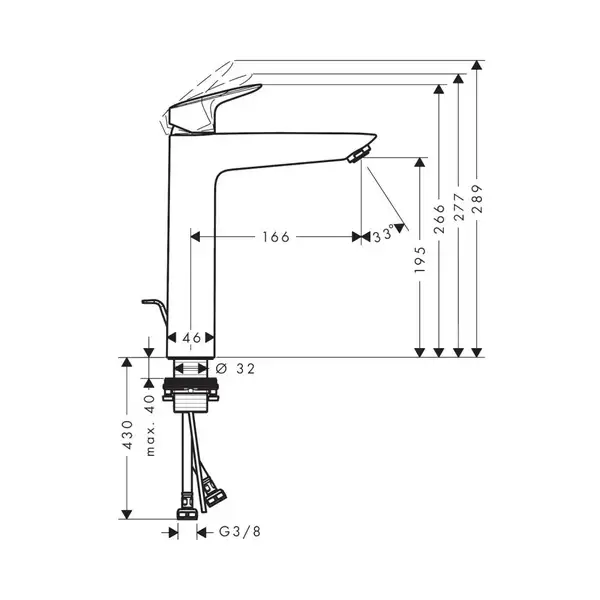 Змішувач для умивальника Hansgrohe Logis 190 (71095000) Змішувач для умивальника Hansgrohe Logis 190 (71095000)