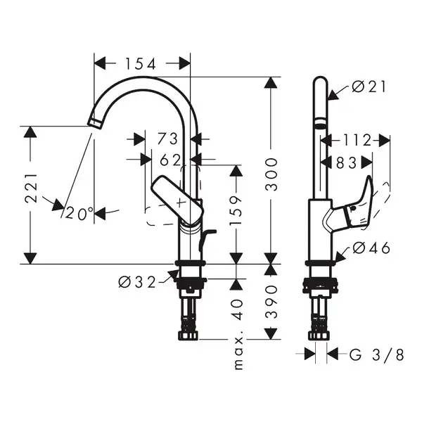 Hansgrohe Logis 210 Смеситель для раковины, черный матовый (71130670)