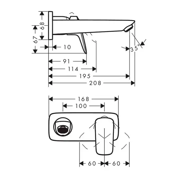 Hansgrohe Logis Смеситель для раковины, настенный, черный (71220670) Hansgrohe Logis Смеситель для раковины, настенный, черный (71220670)
