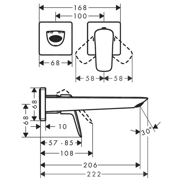 Смеситель для раковины настенный Hansgrohe Logis Fine (цвет - хром), излив 205 мм (71256000) фото 2 Aquada.com.ua Смеситель для раковины настенный Hansgrohe Logis Fine (цвет - хром), излив 205 мм (71256000) фото 2 Aquada.com.ua