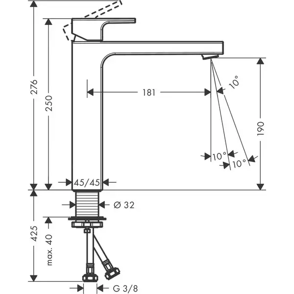 Смеситель для умывальника Hansgrohe Vernis Shape 190, хром (71591000)
