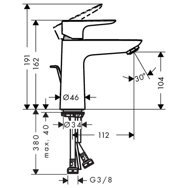 Смеситель для раковины 110 CoolStart Hansgrohe Talis E (цвет - хром), с донным клапаном (71713000) фото 2 Aquada.com.ua