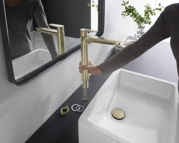Смеситель для раковины высокий Hansgrohe Talis E (цвет - шлифованная бронза), без донного клапана 71717140 Смеситель для раковины высокий Hansgrohe Talis E (цвет - шлифованная бронза), без донного клапана 71717140