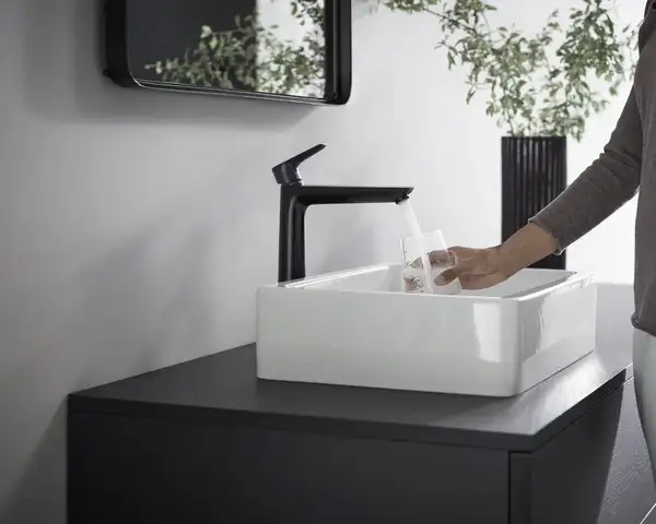 Змішувач для раковини високий Hansgrohe Talis E (колір - чорний матовий), без донного клапана 71717670