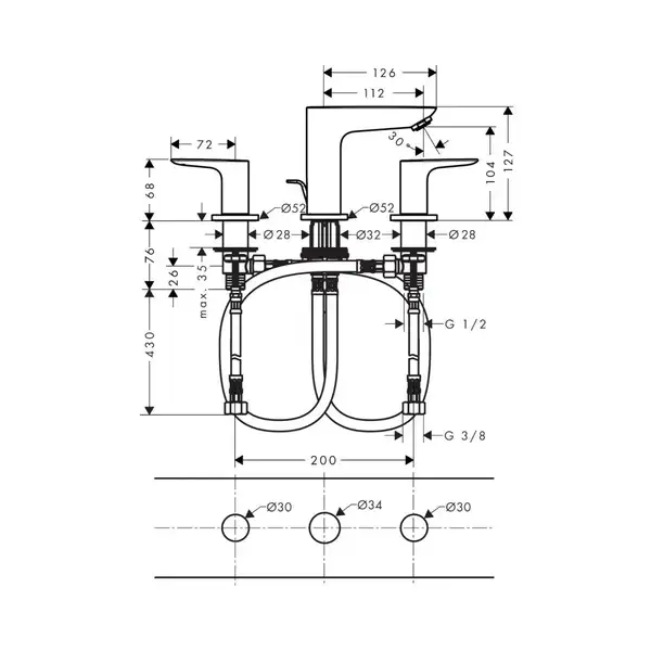 Змішувач для умивальника Hansgrohe Talis E (71733990) Змішувач для умивальника Hansgrohe Talis E (71733990)