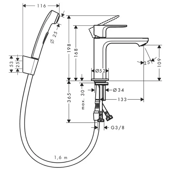 Hansgrohe Rebris S 110 Смеситель для умывальника, Matt Black (72215670) Hansgrohe Rebris S 110 Смеситель для умывальника, Matt Black (72215670)