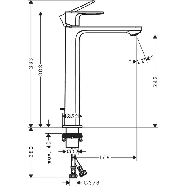 Hansgrohe Rebris E 240 Смеситель для умывальника, Matt Black (72581670)