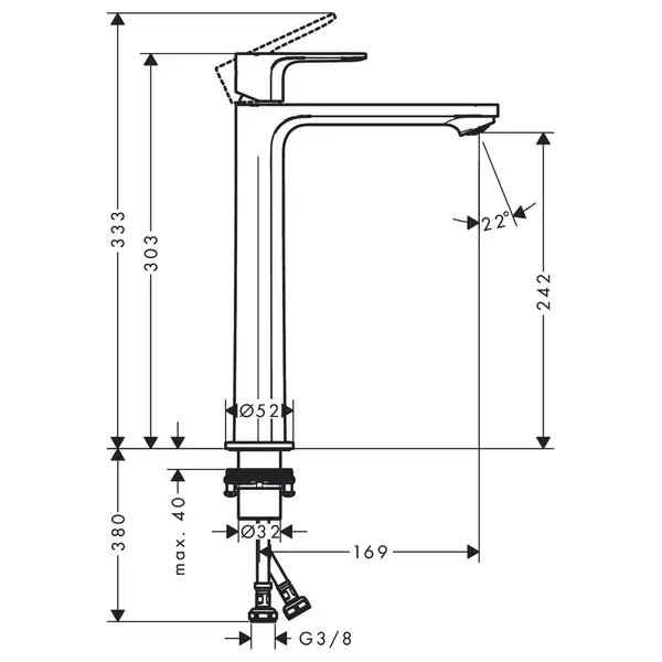 HANSGROHE Rebris E Смеситель для раковины высокий, хром (72583000) HANSGROHE Rebris E Смеситель для раковины высокий, хром (72583000)