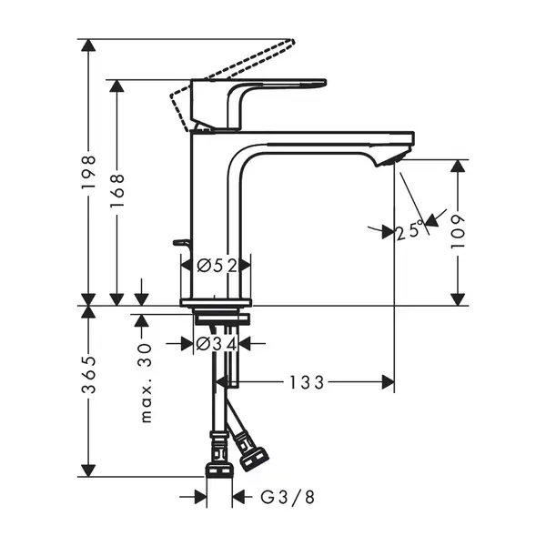 Hansgrohe Rebris E 110 Смеситель для раковины, хром (72589000)