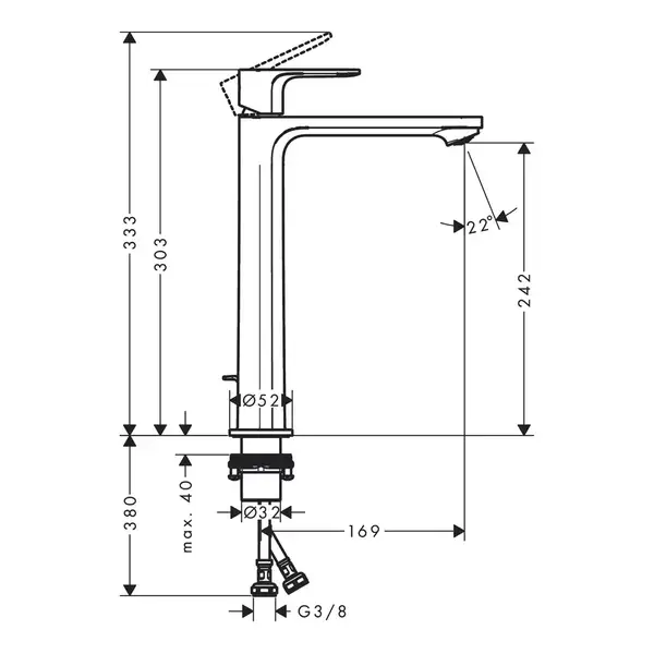 HANSGROHE Rebris E Смеситель для раковины высокий, хром (72591000) HANSGROHE Rebris E Смеситель для раковины высокий, хром (72591000)