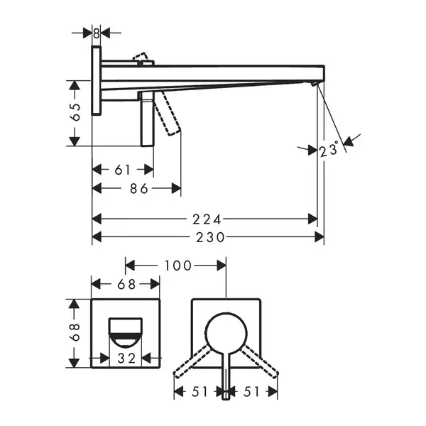 Hansgrohe Tecturis E Смеситель, настенный, мат белый (73051700) Hansgrohe Tecturis E Смеситель, настенный, мат белый (73051700)