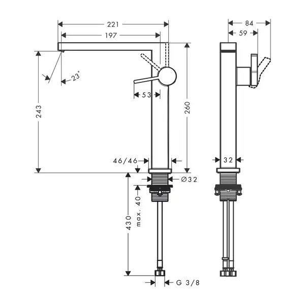 Hansgrohe Tecturis E 240 Fine Смеситель для раковины, хром (73070000)