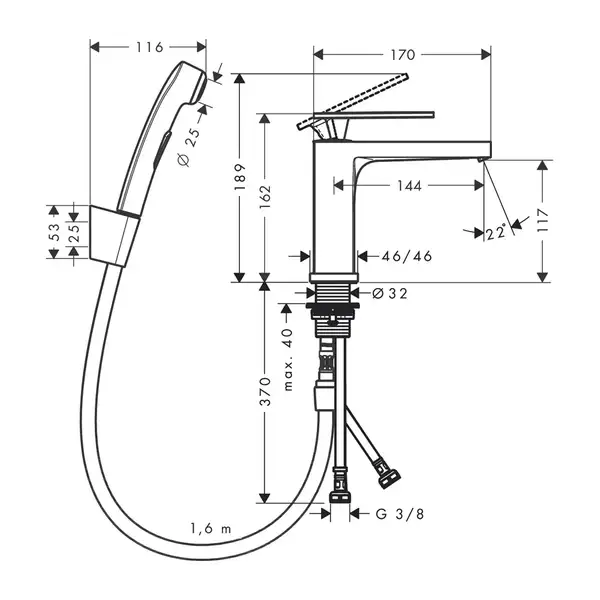 Hansgrohe Tecturis E Смеситель раковины, хром (73210000)