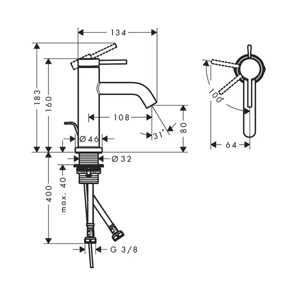 HANSGROHE Tecturis S Смеситель для раковины, матовая бронза (73302140) HANSGROHE Tecturis S Смеситель для раковины, матовая бронза (73302140)