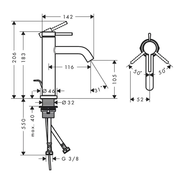 Hansgrohe Tecturis S Смеситель для раковины, белый мат (73310700) Hansgrohe Tecturis S Смеситель для раковины, белый мат (73310700)