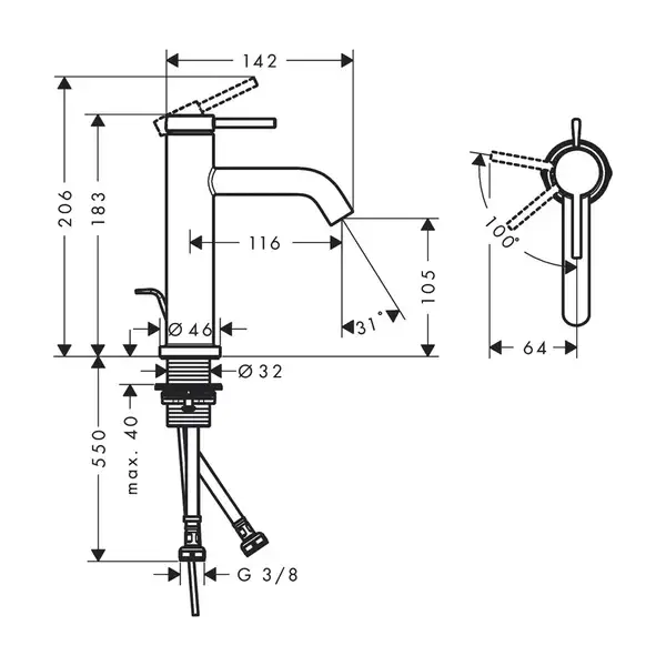 Hansgrohe Tecturis S Смеситель для раковины, белый матовый (73314700) Hansgrohe Tecturis S Смеситель для раковины, белый матовый (73314700)