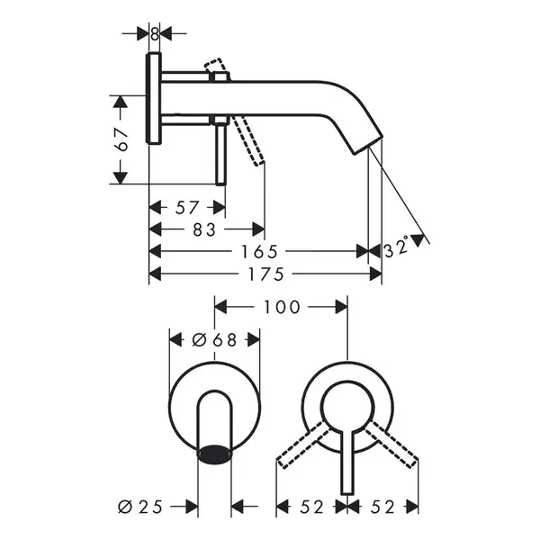 Hansgrohe Tecturis S Смеситель для раковины, бронза (73350140)