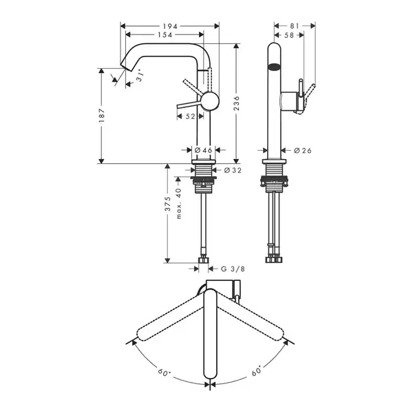 Hansgrohe Tecturis S 210 Смеситель для раковины, белый (73360700) Hansgrohe Tecturis S 210 Смеситель для раковины, белый (73360700)