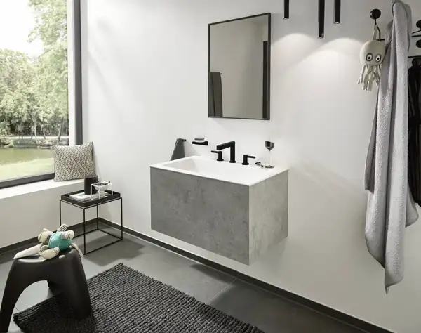 Смеситель для раковины Hansgrohe Finoris (цвет - чёрный матовый), с донным клапаном Push Open (76033670) фото 2 Aquada.com.ua Смеситель для раковины Hansgrohe Finoris (цвет - чёрный матовый), с донным клапаном Push Open (76033670) фото 2 Aquada.com.ua