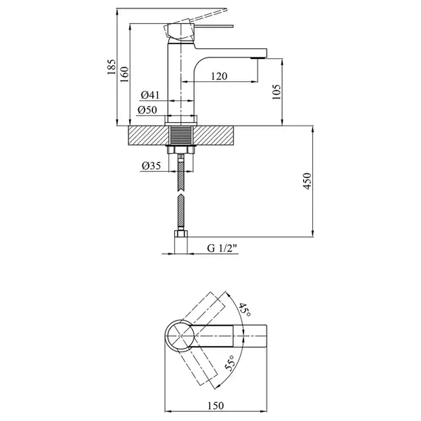 Змішувач для раковини Kroner KRP Basis - C010 (Basis-C010) Змішувач для раковини Kroner KRP Basis - C010 (Basis-C010)
