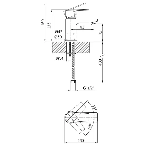 Kroner KRP Brocken-C010 Змішувач для раковини, хром (Brocken-C010) Kroner KRP Brocken-C010 Змішувач для раковини, хром (Brocken-C010)