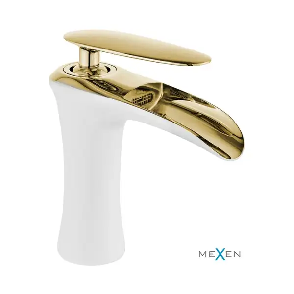 Смеситель для раковины MEXEN LYRA WHITE GOLD низкий (MEX-745300-25) Смеситель для раковины MEXEN LYRA WHITE GOLD низкий (MEX-745300-25)