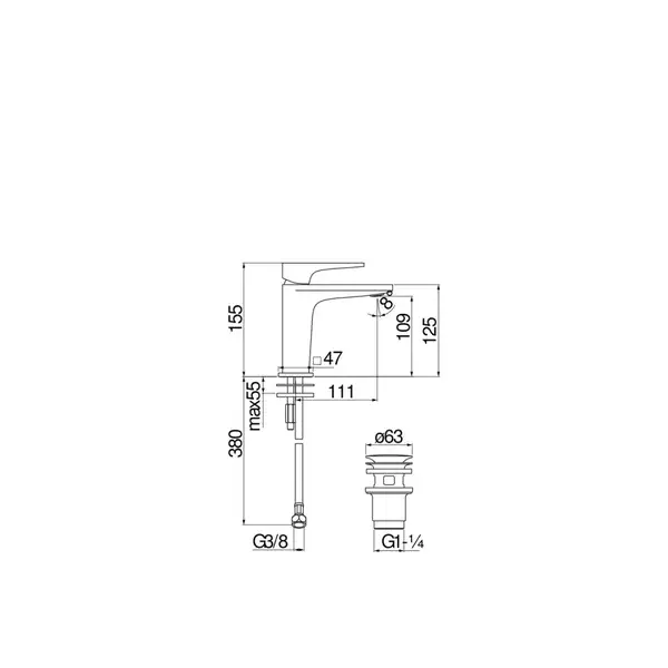 Nobili SE124118/2BM Смеситель для умывальника, черный мат (SE124118/2BM) Nobili SE124118/2BM Смеситель для умывальника, черный мат (SE124118/2BM)