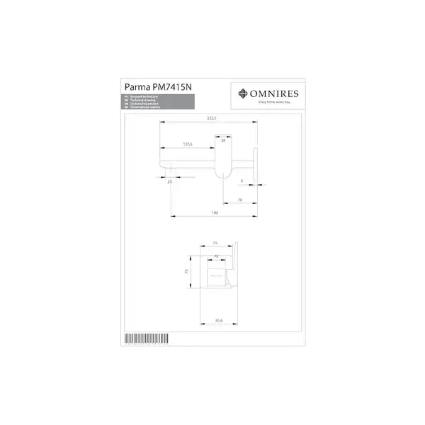 Omnires Parma Змішувач для умивальника, хром (PM7415NCR) Omnires Parma Змішувач для умивальника, хром (PM7415NCR)