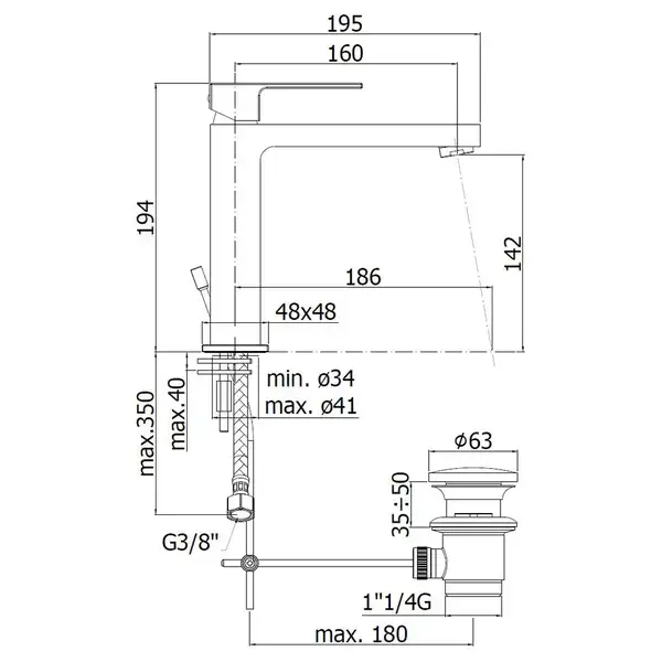 Смеситель для раковины Paffoni Effe (цвет - хром), с донным клапаном Clic-Clac (EF074KCR)