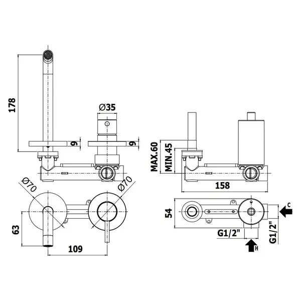 Paffoni Light Змішувач для раковини, чорний матовий (LIG105NO70)