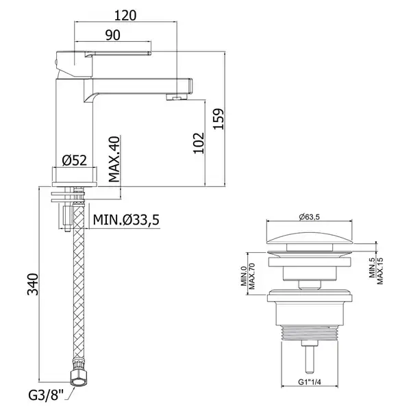 Смеситель для раковины Paffoni West (цвет - хром), с донным клапаном Clic-Clac (WS071KCR)