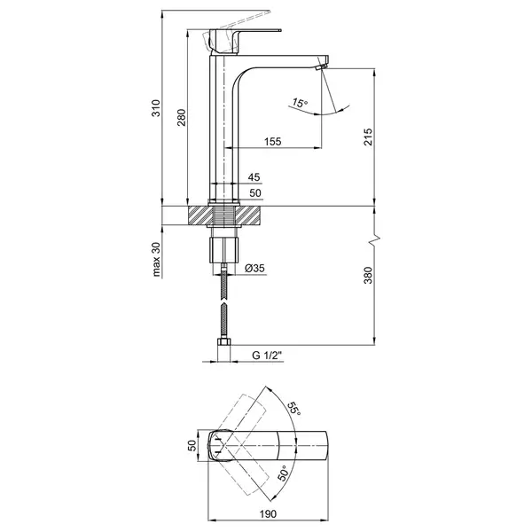 Смеситель для раковины Qtap Lipno 10H23101G (QTLIPNO10H23101G)