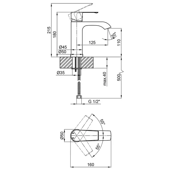 Смеситель для раковины Qtap Zelnava 1050101G (QTZELN1050101G)