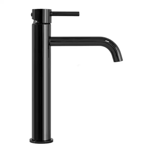 Смеситель для раковины (умывальника) REA LUNGO BLACK GLOSSY черный высокий (REA-B0662)