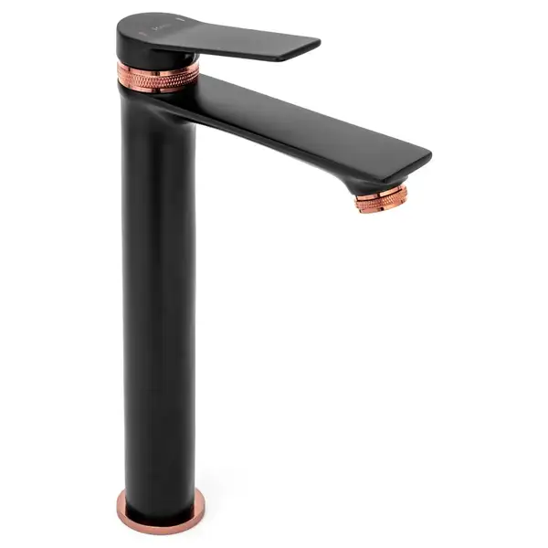 Смеситель для раковины (умывальника) REA VIRAL BLACK ROSE GOLD высокий (REA-B2026)