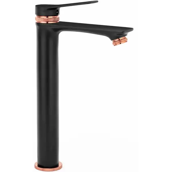Смеситель для раковины (умывальника) REA VIRAL BLACK ROSE GOLD высокий (REA-B2026)