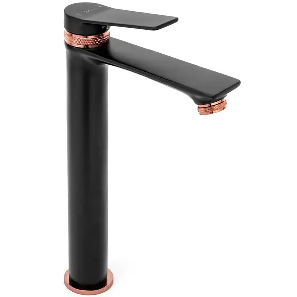 Смеситель для раковины (умывальника) REA VIRAL BLACK ROSE GOLD высокий (REA-B2026)