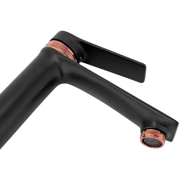 Смеситель для раковины (умывальника) REA VIRAL BLACK ROSE GOLD высокий (REA-B2026)