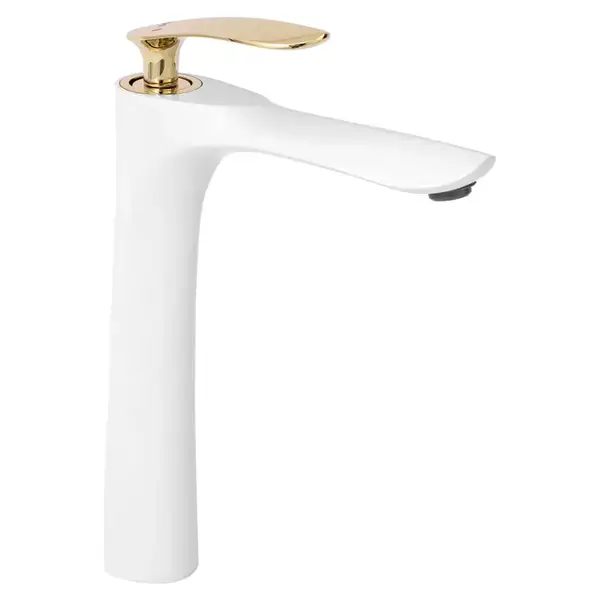 Смеситель для раковины (умывальника) REA ORBIT WHITE GOLD высокий (REA-B2053) Смеситель для раковины (умывальника) REA ORBIT WHITE GOLD высокий (REA-B2053)