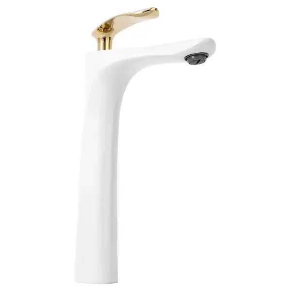 Смеситель для раковины (умывальника) REA ORBIT WHITE GOLD высокий (REA-B2053) Смеситель для раковины (умывальника) REA ORBIT WHITE GOLD высокий (REA-B2053)